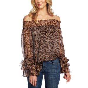 CeCe Animal Print Ruffle Top